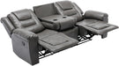 Leather Reclining Sofa Set,Home Theater Seating with Center Console,Flipped Middle Backrest,3 Seater for Living Room,Office,Home Theater,Rv (Grey)