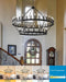 60 Inch Large Black Wagon Wheel Chandelier,2 Tier 54-Lights Farmhouse Industrial Country Style round Pendant Light Fixture for Outdoor Porch High Ceilings Living Dining Room Foyer Entryway