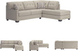 Beige Sleeper Sectional Featuring Chaise Memory Foam