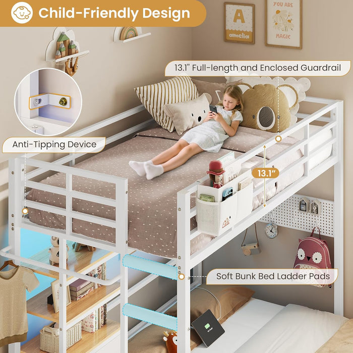 IndustrialGrade TwinOverFull Metal BunkBed Drawers