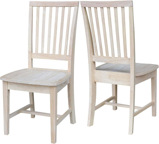 Set of 2 Mission Side Chairs 39.2"H, Solid Parawood Kitchen Dining Furniture, Stylish Comfortable Chairs for Dining Room, Paint or Stain to Match Your Decor, Unfinished