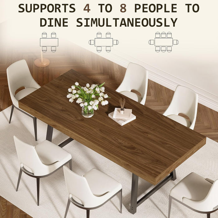 70.9" Industrial Dining Table for 6-8, Rectangle Kitchen Table