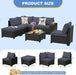 7 Pieces Patio Furniture Set, Wicker Outdoor Conversation Sets with Tea Table, Rattan Patio Sofa with Thick Cushions for Garden, Backyard Porch, Poolside, Party, Gray