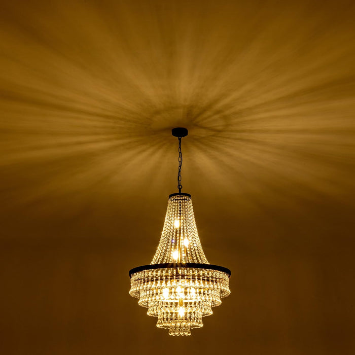 French Empire Crystal Chandeliers, Antique Bronze Chandeliers 10 Lights, Rustic Farmhouse Chandelier High Ceiling Light Fixture for Entryway, Foyer, Dining Room, Staircase (Bronze, 28 Inches)