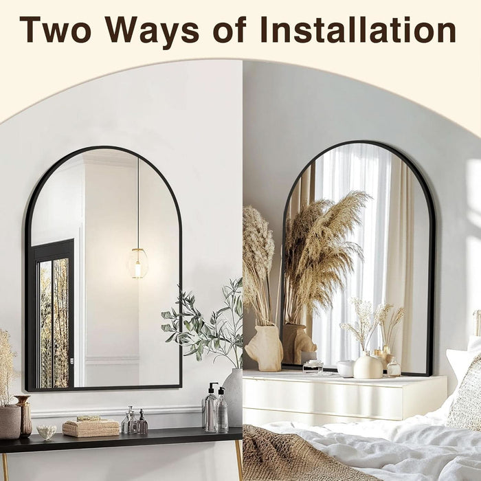 Bathroom Mirror for Wall,2 Pack 24”X36” Arched Vanity Bathroom Mirror for over Sink, Metal Framed with HD Shatter-Proof Glass for Entryway, Living Room,Bedroom(Black)