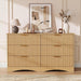 Bedroom Dresser, 47.2" Fluted Wood Dressers, 6 Drawer Dresser