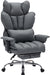 Big and Tall Office Chair, Executive Leather Office Chair with Footrest, 400Lbs Ergonomic Gaming Chair for Adults, Wide Seat Computer Desk Chair with Lumbar Support, 150 Degree Reclining, Gray