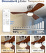 42-Inch Brushed Nickel Ceiling Fan with Lights, Remote Control, Flush Mount, Dimmable, Reversible, Wood Blades, Power-Off Memory, Modern Hugger Ceiling Fan for Indoor Outdoor