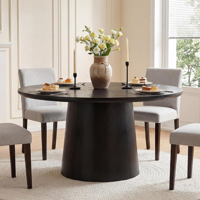 47.24 Inches round Dining Table, Modern Wooden Kitchen Table with Heavy-Duty Table Legs, Space Saving Circle Dinner Furniture for Kitchen, Dining Room, Living Room, Black