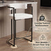 Modern Barrel Bar Stools Set of 2, 30” Barstools with Hollow Back Design and Footrest, White Sherpa Upholstered Counter Stools with Black Metal Base for Kitchen Island Home Bar Pub