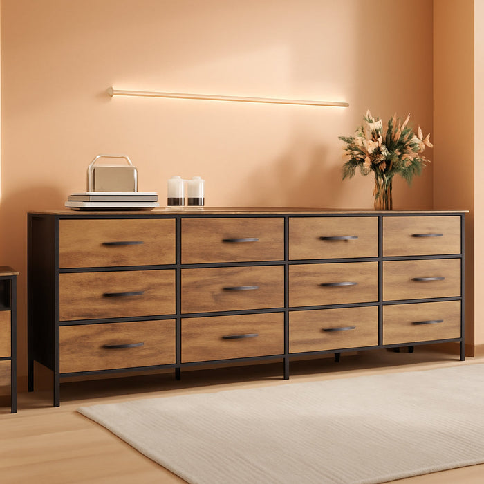 70 Inches Dresser Entertainment Center Rustic Brown