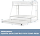 Twin over Full Bunk Bed with Trundle, Heavy-Duty Metal Bunk Bed Frame with Guardrail & 2 Ladders, Space-Saving Bunk Bed for Kids/Teens/Adults, No Box Spring Needed