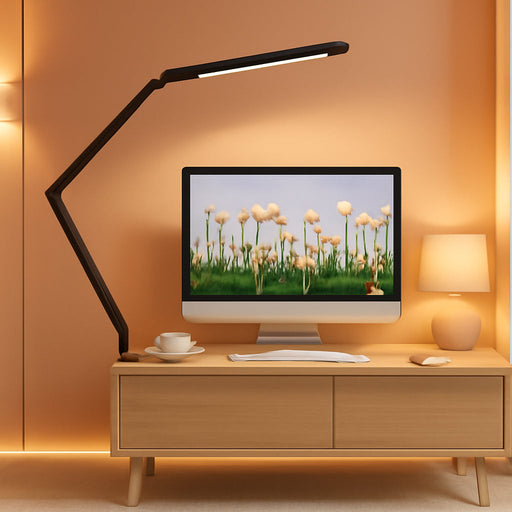 LED Desk Lamp with Clamp, Architect Desk Lamp with Dual Light and Adjustable Swing Arm, Clip-On Eye-Care 4 CCT Modes & 5 Brightness Levels Table Light Modern Computer Lighting for Home Office