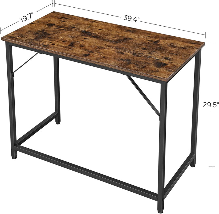 Computer Desk, Gaming Desk, Home Office Desk, for Small Spaces, 19.7 X 39.4 X 29.5 Inches, Industrial Style, Metal Frame, Rustic Brown and Black ULWD41X