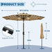 Patio Umbrella with Solar Lights, Outdoor Table Umbrella with 8 Durable Ribs, Tilt & Crank Mechanism, Waterproof & UV Protection for Garden, Backyard, Poolside,
