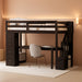Loft Bed Twin with Desk and Storage Stairs, Space-Saving Wood Bed Frame with Drawers and Shelves, for Teens Adults (Espresso)