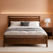 Queen Size Solid Wood Bed Frame with Headboard, Minimalist Platform Bed with Wooden Slats Support/No Box Spring Needed/Easy Assembly/Noise-Free, Dark Brown