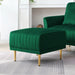 Living Room Ottoman Black Velvet Channel Tufted to Combine with Sectional Sofa or Armchair, Green