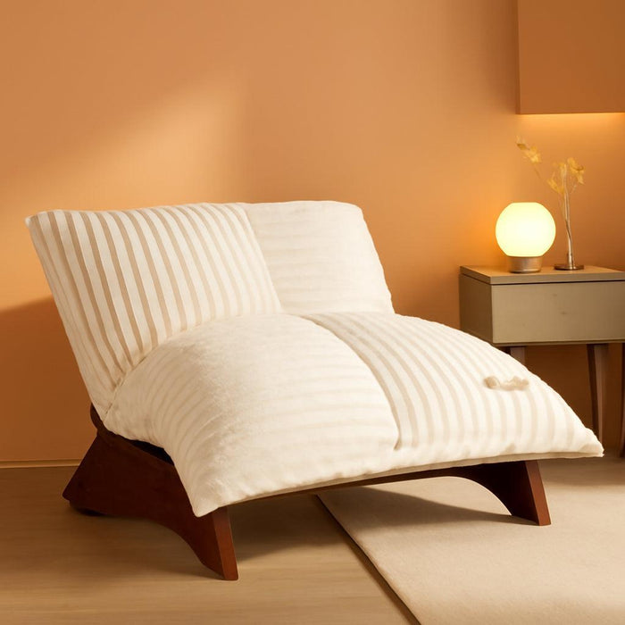 Adjustable Living Room Chair, 3-Position Bean Bag Chair with Removable Cover, Upholstered Accent Chair with Frame, Soft Reclining Lounge for Bedroom, Apartment, Office, Beige