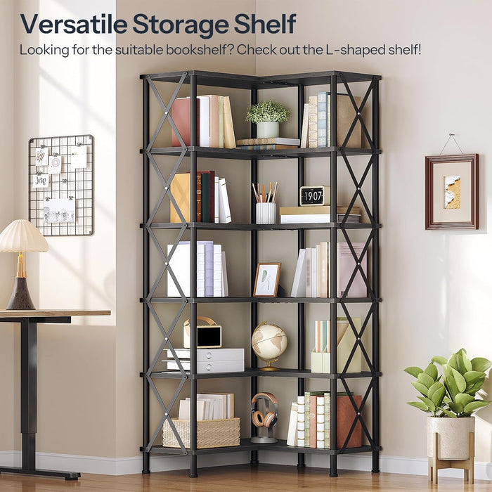 Black Industrial Grade Tall Corner Bookshelf Storage