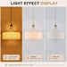 21.8" Large Drum Chandelier, 6-Light Gold Linen Light Fixture