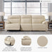 Double Deal Modern Leather Match 3-Piece Power Reclining Sofa Sectional with Adjustable Headrest, USB Ports, Storage and Cup Holders, Beige