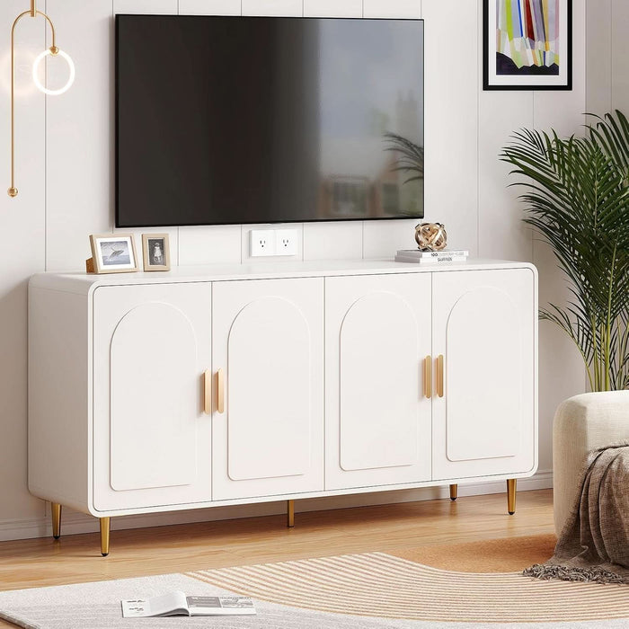 60" Sideboard Buffet Cabinet, Large Credenza Storage Cabinet, White