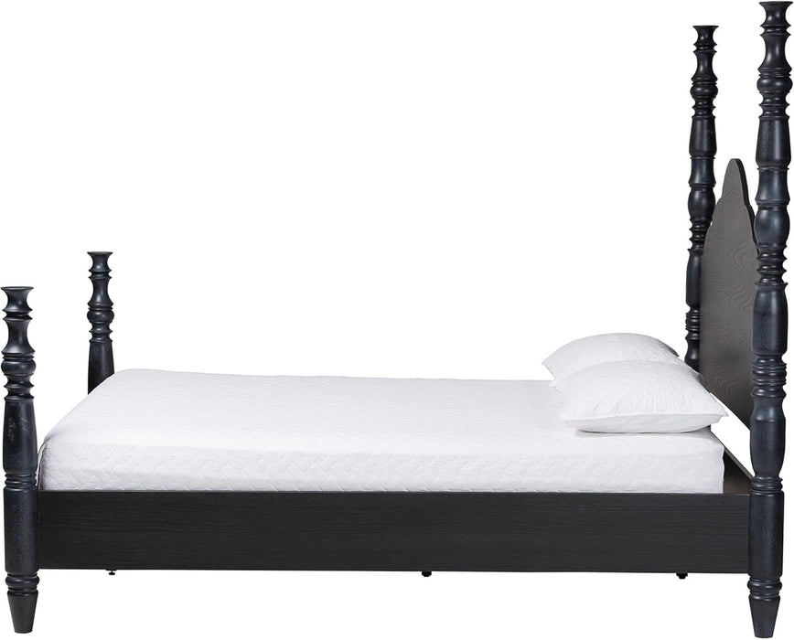 Martino Four-Poster Platform Bed Black Queen