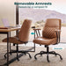 Leather Office Desk Chair with Rubber Casters for Home (Brown)