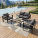 Aluminum Outdoor Patio Furniture Set 4 Pieces Dark Gray