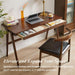 Computer Desk with Drawers, Solid Wood Writing Desk, Mid Century Modern Home Office Desks, Oak Study Table, Small Desk for Bedroom, 29.1 H X 39.4 W X 21.7 D Inches, Walnut