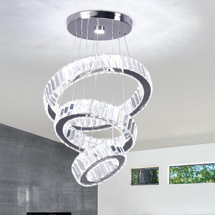 Three Ring Crystal Chandelier LED Ceiling Luminaire
