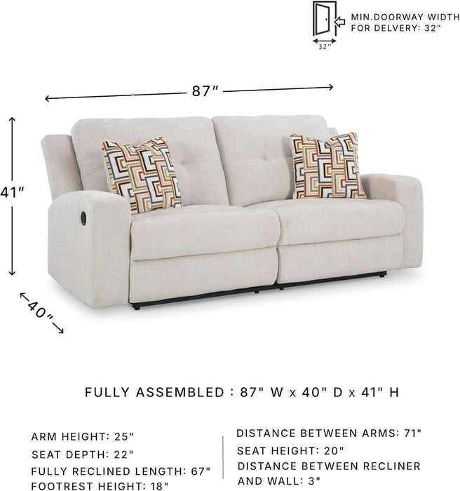 Danum Modern Tufted Manual Reclining Sofa with 2 Accent Pillows, Beige