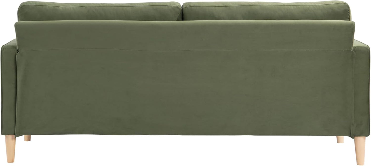 Olive Green Velvet Upholstered Sofa With PocketCoil
