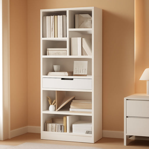 71" Tall Open Shelf Bookcase with 10 Cubes and a Drawer, Warm White | Fits Books, Decor, Toys, Storage Cabinet Organizer, Anti-Tip Hardware Prevents Tipping, for Living Room and Bedroom