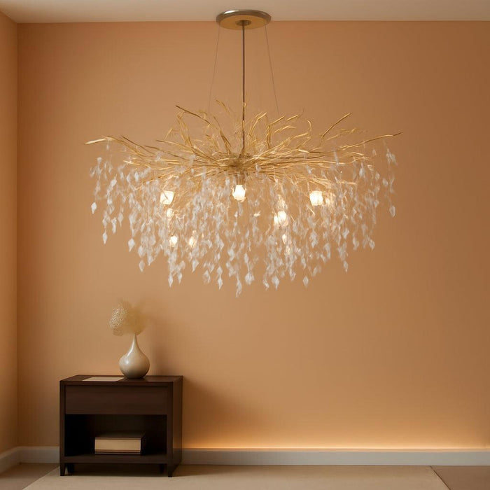 Modern Crystal Chandelier, 30" Gold Tree Branch Chandelier, 10-Light round Chandeliers for Dining Room, Living Room, Kitchen, Foyer, Entryway, Bedroom, Luxury K9 Crystal Raindrop Light Fixture