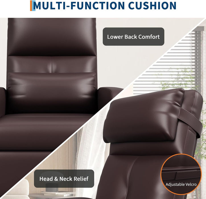 Power Recliner Chair - Heat and Massage, Adjustable Electric Recliner Ergonomic PU Leather Single Sofa, Tall Back, Padded Seat, Home Theater Seating for Living Room