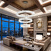 Modern Glam Chandelier Crystal LED Remote Rings Chandelier Adjustable Hanging Ceilings Pendant Lights Fixture Black 16"+24"+32" Rings Lighting