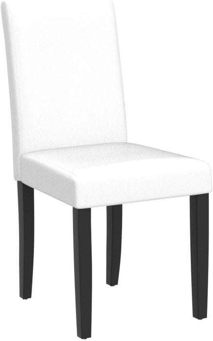 Dining Chair Set of 4 Faux Leather Parson Chair Modern Kitchen Living Room Side Chair Upholstered Padded Armless Chair with Solid Wood Legs, White