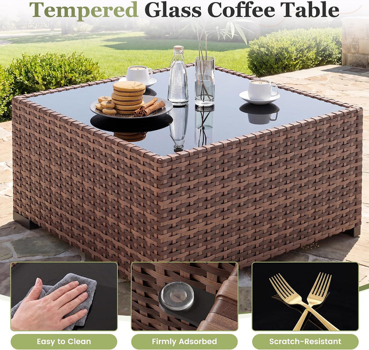 Patio Furniture Set with Fire Pit Table 8 Pcs Modular Dark Grey