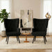 Black Plush Upholstered Wingback Armchair Mid Century