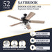 Saybrook 52 Inch Farmhouse LED Indoor Ceiling Fan with Light, Pull Chain Control, 5 Dual Finish Blades, Reversible Motor, Bronze