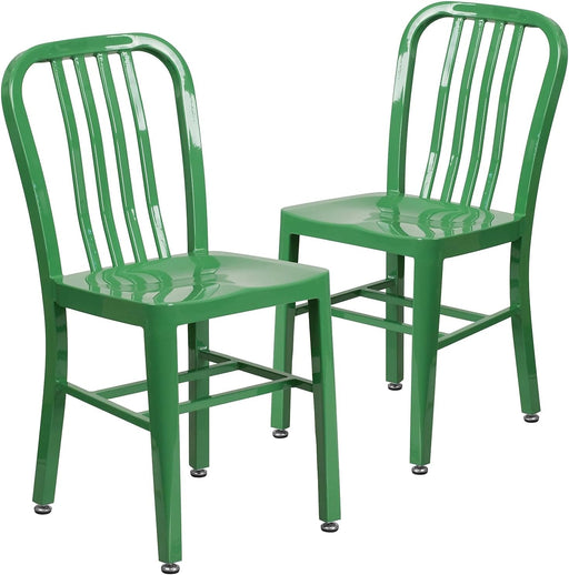 Gael Commercial Grade 2 Pack Green Metal Indoor-Outdoor Chair