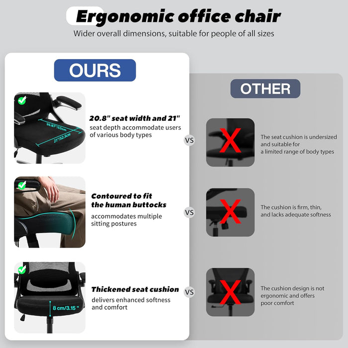 Office Chair Mesh Computer Chairs with Adjustable Lumbar Support