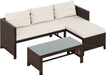 Outdoor Patio Furniture Sets, Wicker Patio Sectional Sets 3-Piece, All Weather Wicker Rattan Patio Seating Sofas with Glass Coffee Table and Cushion (Beige)