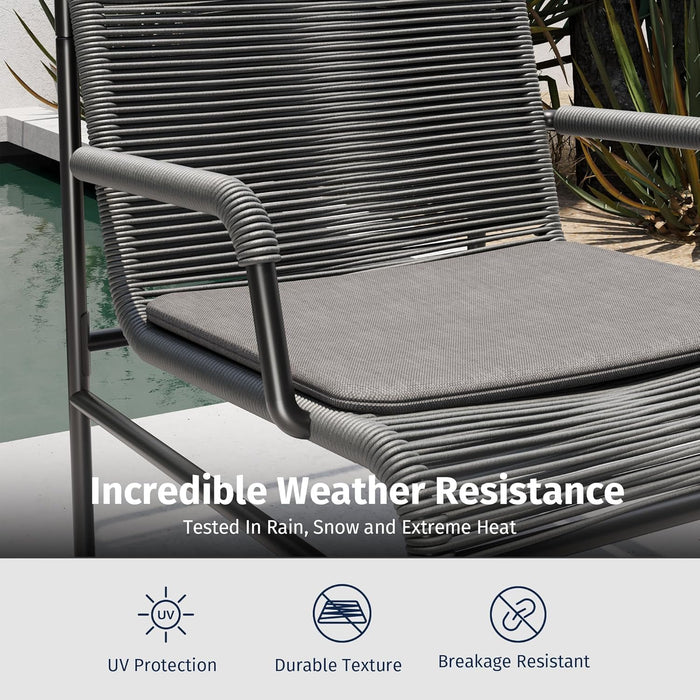 4 Piece Patio Furniture Set, Outdoor Furniture with PE Wicker Rattan Chairs and Coffee Table, Modern Patio Conversation Set with Soft Pad for Garden, Backyard and Porch, Misty Grey