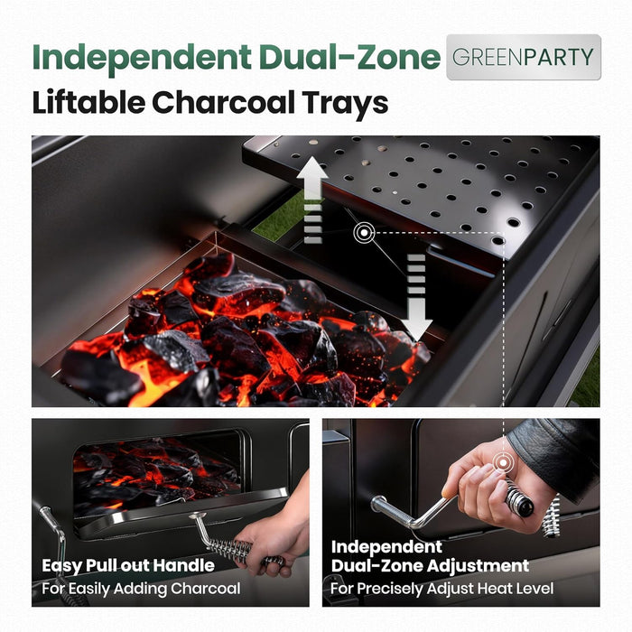30 Inch Barrel Charcoal Grill and Offset Smoker, 1015 Sq. In. Cooking Area Outdoor BBQ Grill, Perfect for Outdoor Cooking Barbecue Patio Garden Backyard Party