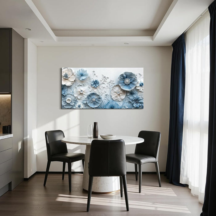 Floral Wall Art, Large Wall Decor, Blue Wall Art, Modern Elegant Flowers Painting, Nature Botanical Prints, Chic Pictures for Living Room Bedroom Bathroom Office Home Decoration 20"X40"