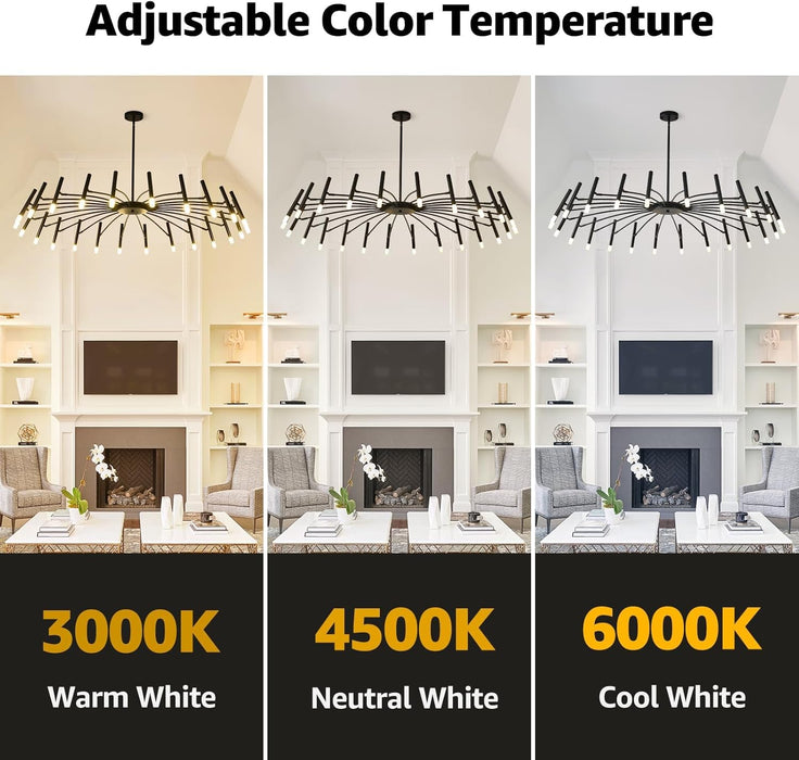 53 Inch Black Architectural Round Chandelier LEDLight