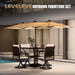 15FT Large Patio Patio Umbrella with Base & Solar LED Lights - Double-Sided,Kahaki